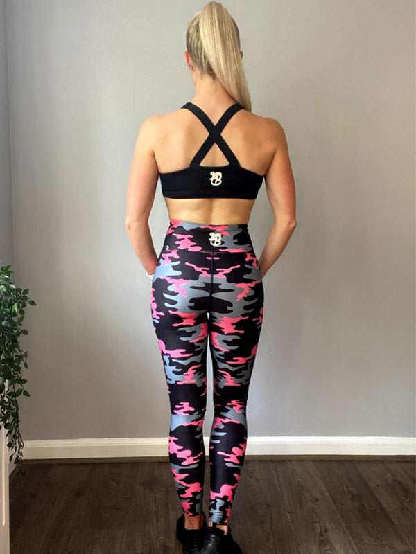 Plus Size Pink/Dark Grey Camo Leggings