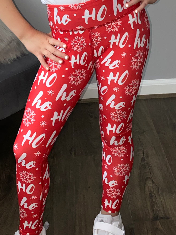 Christmas on sale legging, Red